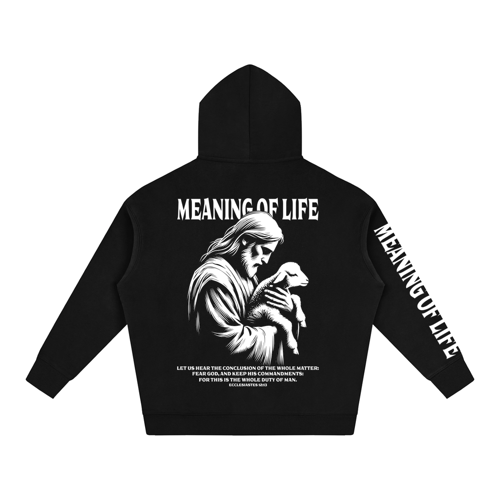 "Duty of Man" Black Oversized Fleeced Hoodie
